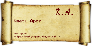 Kmety Apor névjegykártya